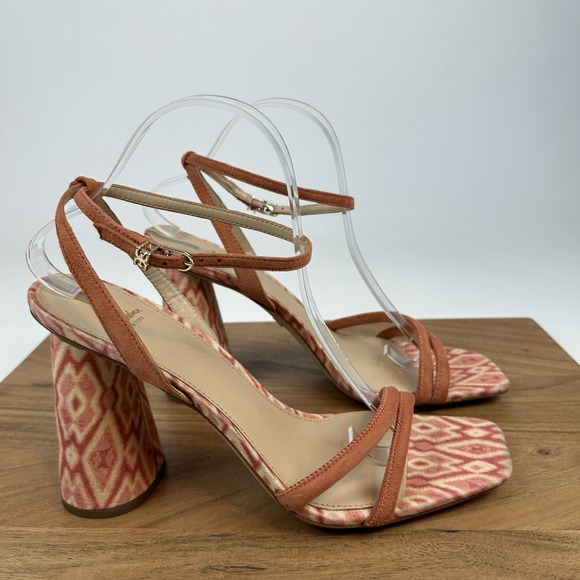 Womens Sam Edelman Kia Light Red Suede Block Heels Sandals Shoes Size 11 M EUC - Picture 1 of 9